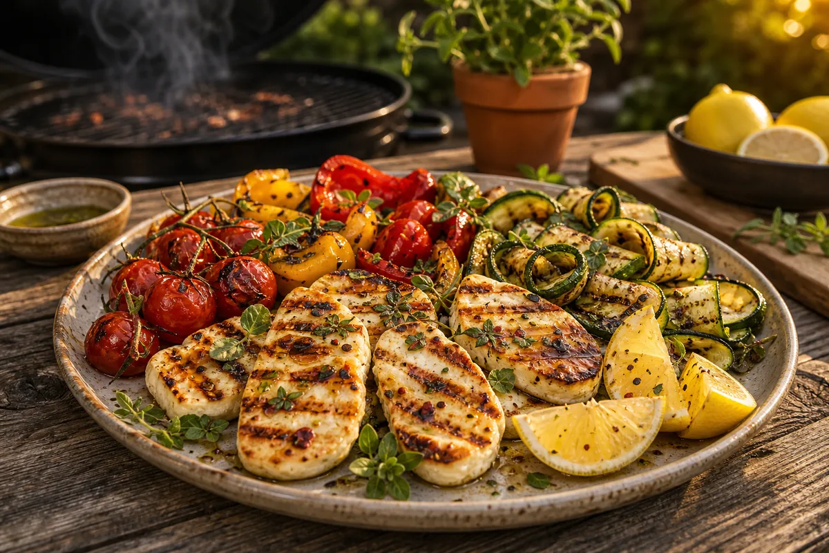 Halloumi-Grillgemuese-Platte