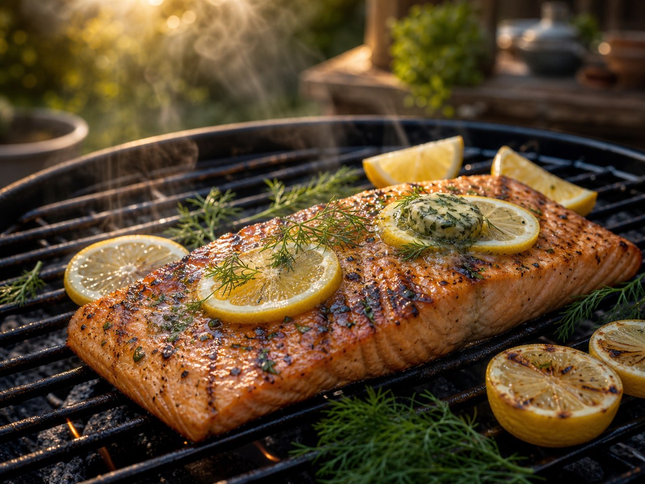 Lachs vom Grill mit Zitronenbutter