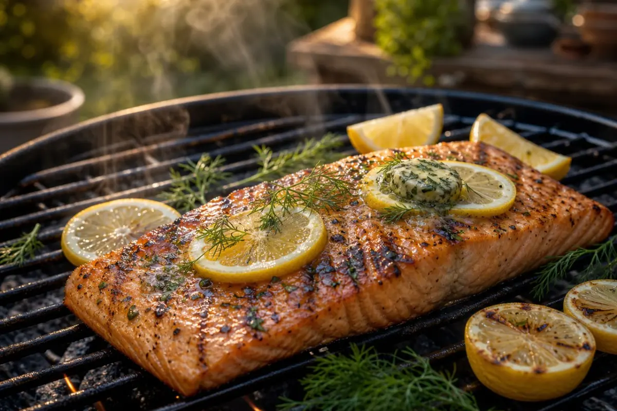 Lachs vom Grill mit Zitronenbutter